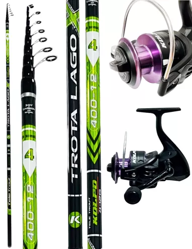 Kolpo combo carbon lake trout rod 4.0 mt 4/12 gr + solaris reel 4 bb Kolpo Trout Kit