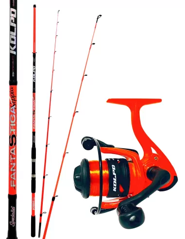 Kolpo kit pesca seppia e calamari con canna e mulinello e filo Kit Spinning Kolpo