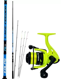 Kolpo kit pesca Feeder con canna + 3 vette con mulinello e filo fluo Kit feeder Kolpo
