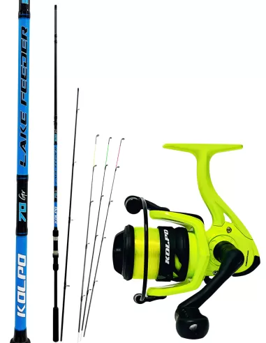 Kolpo Feeder fishing kit with rod + 3 tips with reel and fluorescent line Kolpo feeder kit