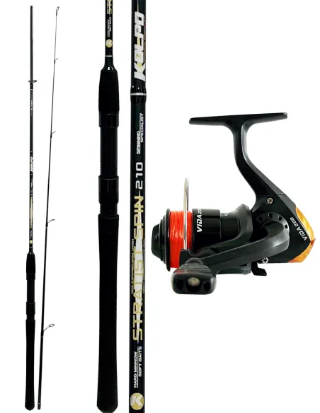 Combo Spinning Canna in Carbonio 10-55 gr 2.10 mt Mulinello Kit da pesca All Fishing