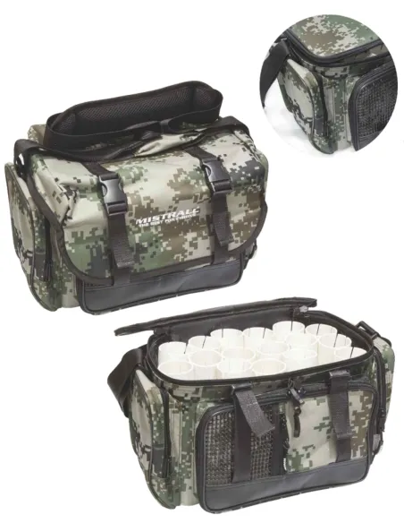 Mistrall multi-pocket fishing accessory and lure bag for jig and minnow 42x22x22 cm Mistrall tackle bags