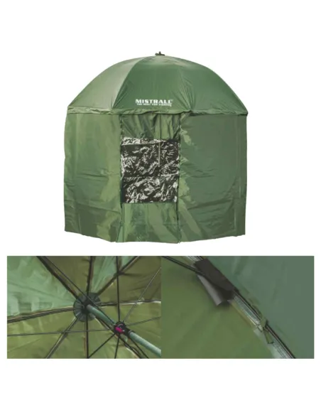 Mistrall ombrellone in pvc con tenda 220cm riparo da vento e pioggia Ombrelloni da pesca Mistrall