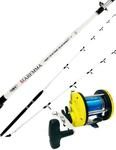 Kit Pesca Traina Costiera con Canna da Pesca 15 30 lb e Mulinello Rotante e filo Kit da pesca Kolpo
