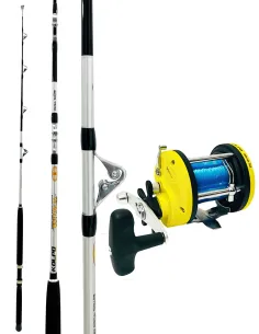 Kolpo Kit Pesca Traina Canna con carrucole 30/80 lb Mulinello Rotante con filo Kit da pesca Kolpo