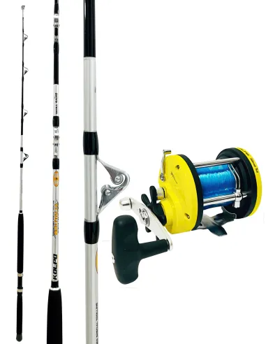 Kolpo Kit Pesca Traina Canna con carrucole 30/80 lb Mulinello Rotante con filo Kit da pesca Kolpo