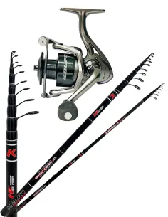 Kolpo Kit Pesca Bolognese Pezzatura Corta Travel in Carbonio con mulinello Kit da pesca Kolpo