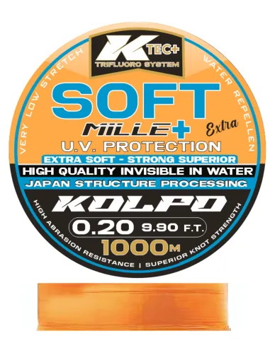 Kolpo Soft fishing filo in nylon reel orange uv protection 1000mt Monofili Kolpo