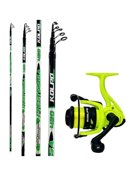 Kolpo Kit Pesca Bolognese Match Speciale Bombarde e Inglese Canna 4.20mt+ Mulinello Kit da pesca Kolpo
