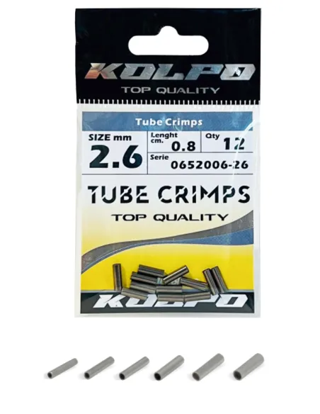 Kolpo Tube Crimps Tubini Per Crimpaggio Fili e Cavetti da Pesca 8mm Cavetti Acciaio Kolpo