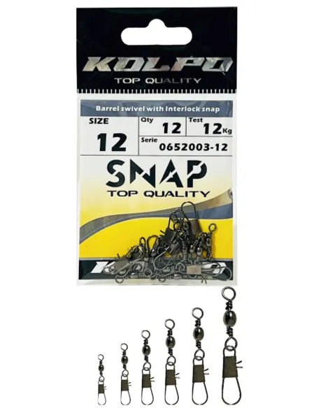 Kolpo girella barrel swivel with interlock snap 12 pz girella con moschettone Girelle Kolpo