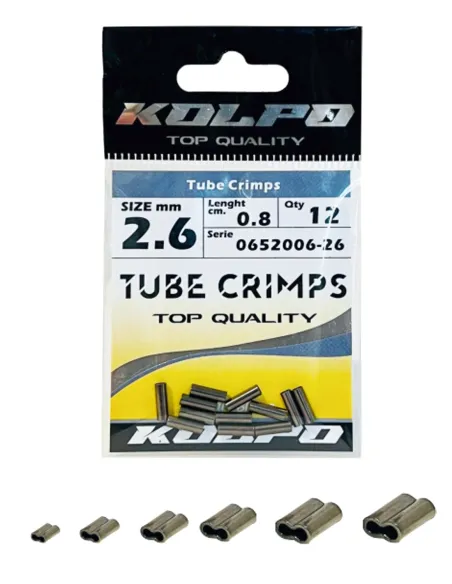 Kolpo Double Tube Crimps Tubini Per Crimpaggio Fili e Cavetti da Pesca 10mm Cavetti Acciaio Kolpo