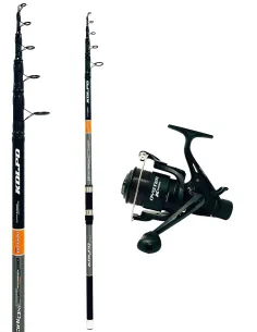 Kit pesca carpfishing fondo con canna telescopica + mulinello e filo Kit da pesca Kolpo