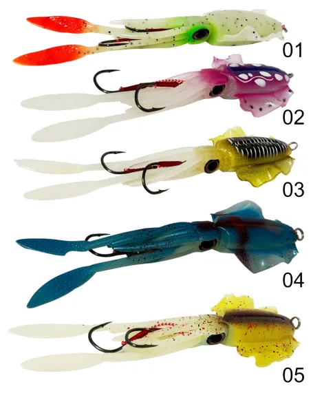 Kolpo Squid Soft Lure per la pesca alla traina con corpo glow Siliconici Kolpo