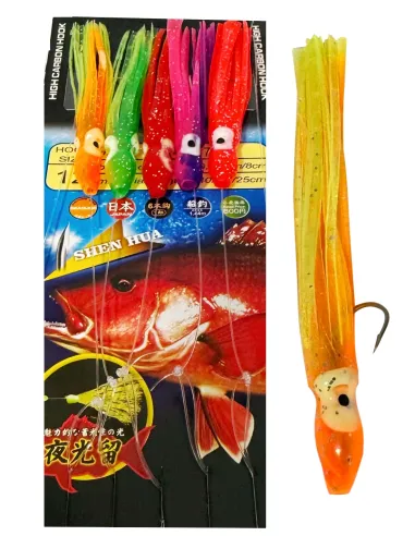 Kolpo lenza pronta con octopus 6 cm multicolor per la pesca dalla barca filosa 140 cm Traina Kolpo