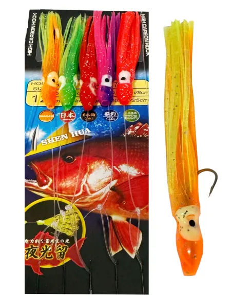 Kolpo lenza pronta con octopus 6 cm multicolor per la pesca dalla barca filosa 140 cm Traina Kolpo