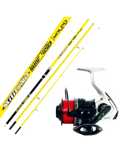 Kolpo Kit da Pesca in Mare Surfcasting con Canna 4.20 mt 180 gr Mulinello e Filo Kit da pesca Kolpo