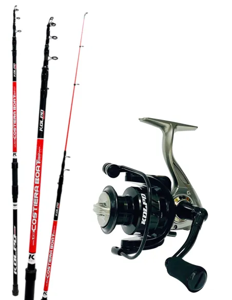 Kolpo combo con canna telescopica 210cm e mulinello bobina alluminio Kit Bolentino Kolpo