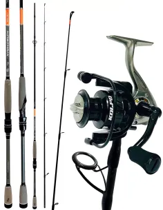 Kolpo combo spinning con canna 2.40 mt in carbonio 9-35gr con mulinello bobina alluminio Kit Spinning Kolpo