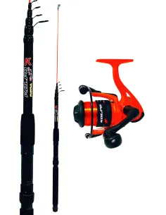 kolpo combo pesca bolognese fondo spinning con canna 2.10 mt mulinello e filo Kit Spinning Kolpo