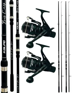 Kolpo combo da pesca carpfishing 2 canne + 2 mulinelli con filo Kit Carpfishing Kolpo