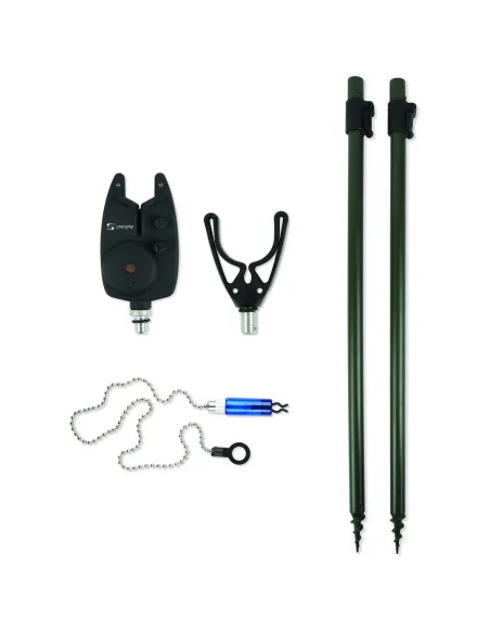 Carp Spirit Kit 2 Picchetti Avvisatore Visivo E Sonoro Reggicanna da Pesca Alarm Set Kit da pesca Carpfishing Carp Spirit