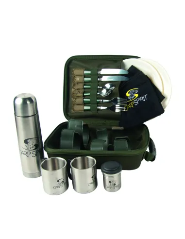 Carp Spirit Set Campeggio Piatti Posate Tazze Bicchieri Piatti da Pesca Camping Set - Deluxe accessori da campeggio Carp Spirit