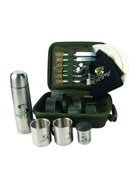 Carp Spirit Camping Set Plates Cutlery Cups Glasses Fishing Dishes Camping Set - Deluxe Camping Accessories Carp Spirit