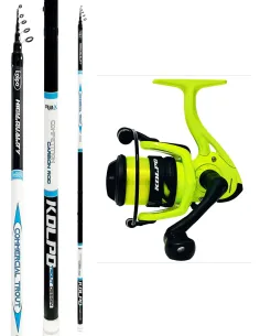kolpo combo trota Kolpo Neon Yellow mulinello da pesca con filo 3bb + Kolpo Commercial Trout Kit Trota Kolpo