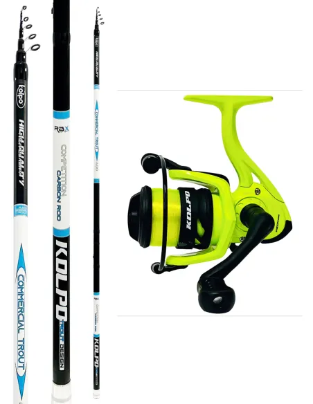 kolpo trout combo Kolpo Neon Yellow fishing reel with 3bb line + Kolpo Commercial Trout 2-10gr