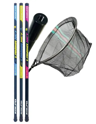 Complete Landing Net with 3-4-5m Pole and Fine Mesh Head, Kolpo Landing Nets