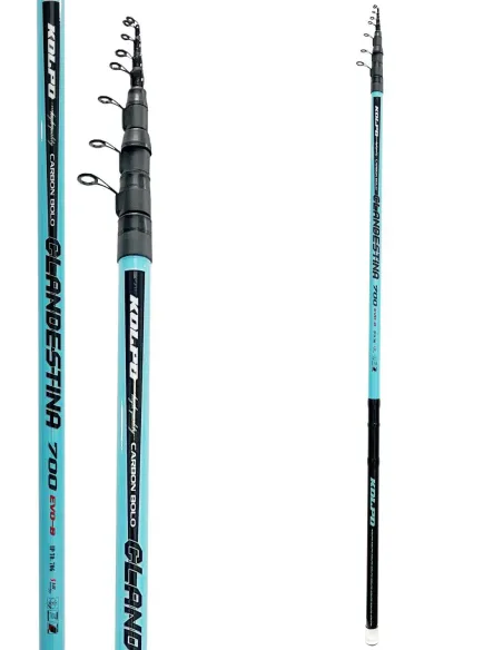 Kolpo combo per la pesca fiume torrente con canna teleregolabile in carbonio 6mt + mulinello e filo Kit Trota Kolpo