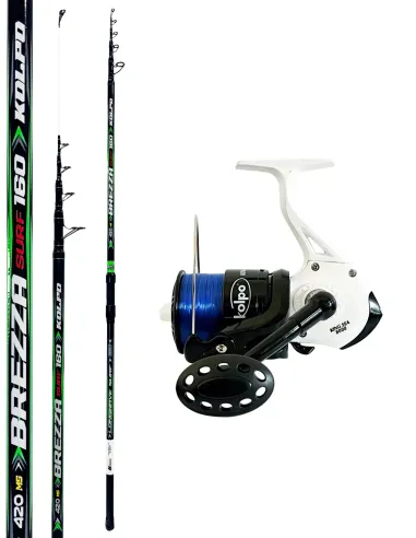 Combo Surfcasting Kolpo Brezza + King Sea 8000 con filo precaricato Kit da pesca Kolpo