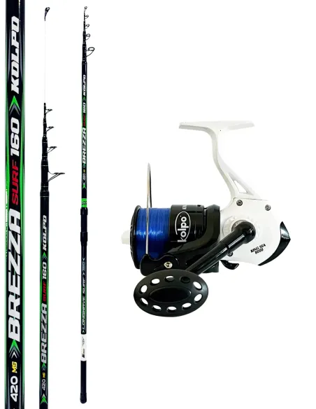 Combo Surfcasting Kolpo Brezza + King Sea 8000 con filo precaricato Kit da pesca Kolpo