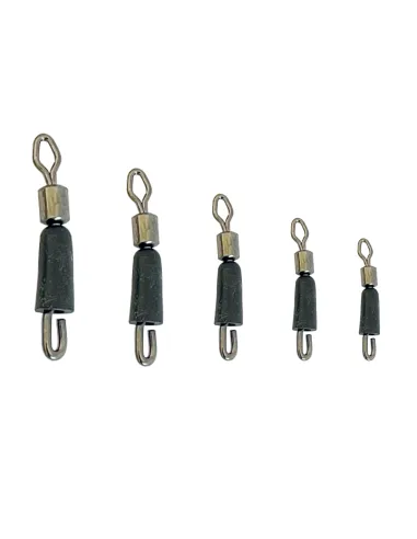 Kolpo Quick Change Swivel girelle con moschettone e cappuccio gomma per surfcasting, 5 misure, 5 pz Girelle Kolpo