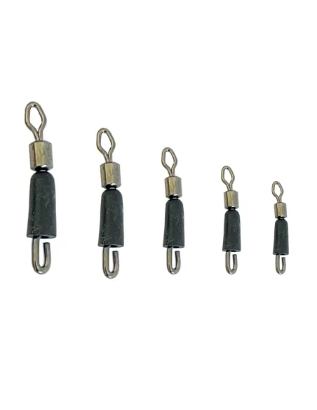 Kolpo Quick Change Swivel with snap hook and rubber cap for surfcasting, 5 sizes, 5 pcs
