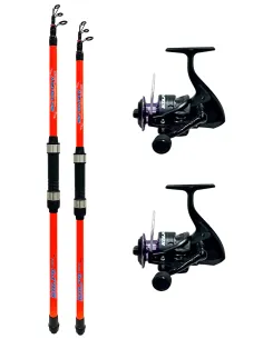 Kolpo Combo Pesca Completa – 2 Canne e 2 Mulinelli per Fondo, Spinning e Barca Kit Trota Kolpo