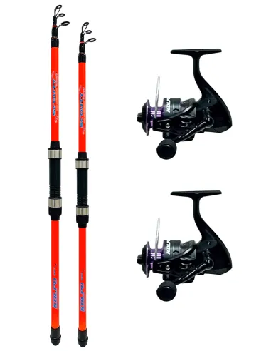 Kolpo Combo Pesca Completa – 2 Canne e 2 Mulinelli per Fondo, Spinning e Barca Kit Trota Kolpo
