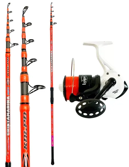 Kolpo Combo Pesca Surfcasting Completo – Canna Grintamarina 4.20m 160g + Mulinello King Sea 8000 Kit Surfcasting Kolpo