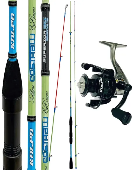 Kolpo Combo Egi Costablu – Canna 2,40m + Mulinello Hero per Cefalopodi, Seppie, Totani e Calamari Kit Spinning Kolpo