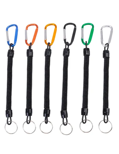 Extendable Spring Lanyard with Carabiner for Scissors, Pliers, Landing Nets and Fishing Accessories