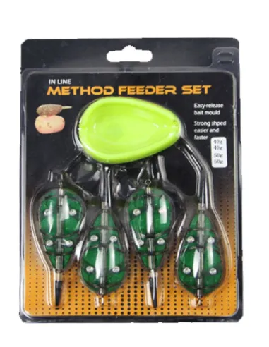 Kolpo Method Set with 4 Feeders 30/40/50/60 g + Groundbait Mold – Feeder Fishing