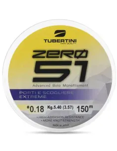 Tubertini 051 Porti e Scogliere Extreme 150m – Monofilo Clear Rigido e Anti-Abrasione Pesca in Mare Monofili Tubertini