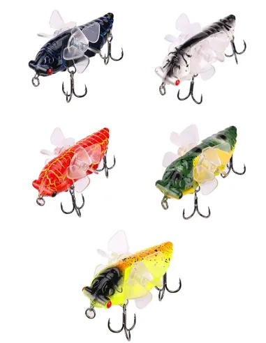 Kolpo BOMBO 7.5cm 15.5g – Artificiale Topwater a Eliche Rotanti a Forma di Insetto con Doppia Ancoretta Popper Kolpo