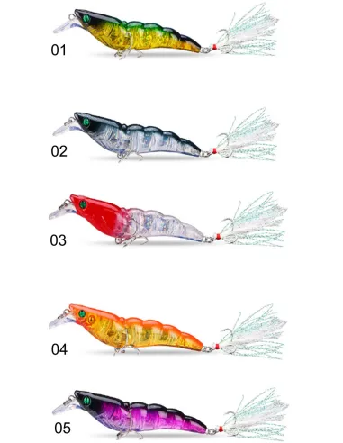 Kolpo JumpingShrimp 10.5 cm 13.5 g – Artificial Shrimp with Double Treble Hook and Feather for Sea Fishing