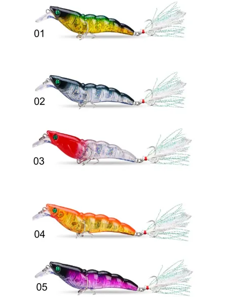 Kolpo JumpingShrimp 10.5 cm 13.5 g – Artificial Shrimp with Double Treble Hook and Feather for Sea Fishing