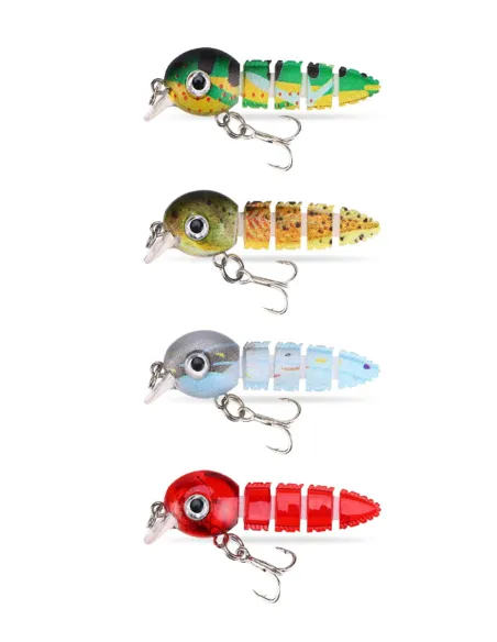 Kolpo Tadpoles 5.5 cm 4 g – Artificiale Snodato a Girino con Coda Vibrante per Lago e Fiume Esche Artificiali Minnow Kolpo