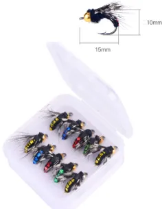 Kolpo Set of 10 Sinking Fly Fishing Flies – Super Realistic on 10x15 mm Hooks