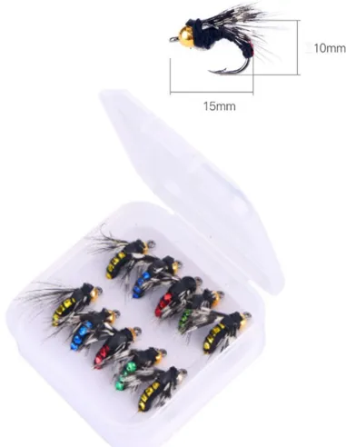 Kolpo Set of 10 Sinking Fly Fishing Flies – Super Realistic on 10x15 mm Hooks