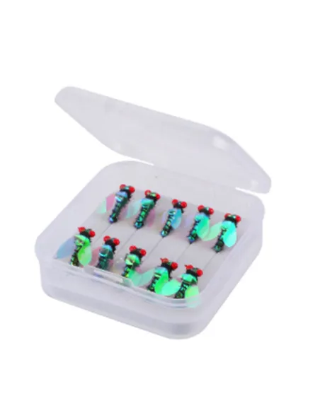 Set Kolpo 10 Mosche Natural Occhi Rossi – Artificiali Affondanti Super Realistici per Pesca a Mosca Mosche affondanti Kolpo